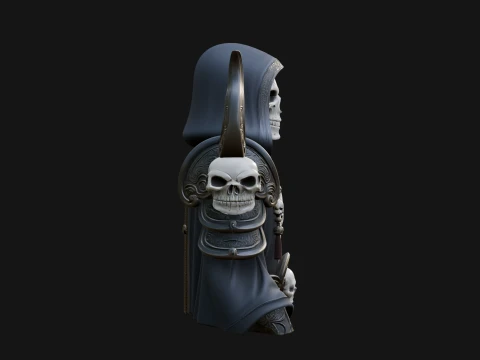 Hooded Skeleton Reaper Bust Statue Design 6 - 3D Print Model 3D Print Model