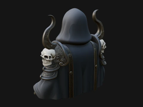 Hooded Skeleton Reaper Bust Statue Design 6 - 3D Print Model 3D Print Model
