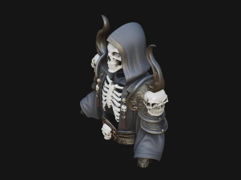 Hooded Skeleton Reaper Bust Statue Design 6 - 3D Print Model 3D Print Model