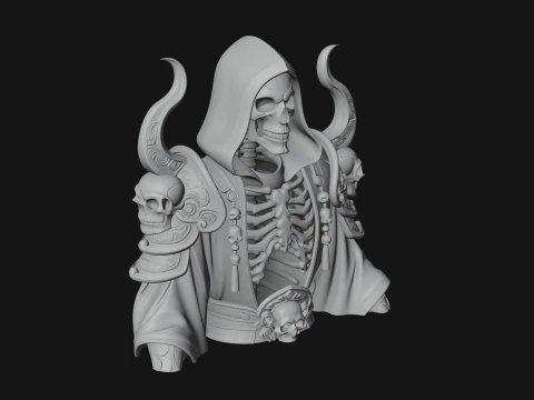 Hooded Skeleton Reaper Bust Statue Design 6 - 3D Print Model 3D Print Model