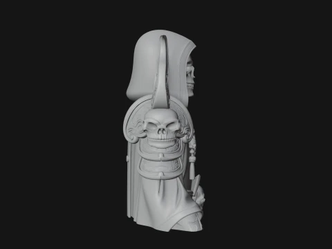 Hooded Skeleton Reaper Bust Statue Design 6 - 3D Print Model 3D Print Model