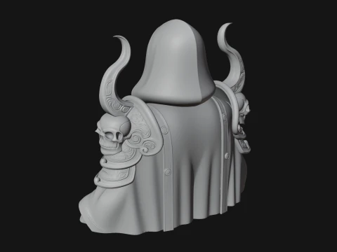 Hooded Skeleton Reaper Bust Statue Design 6 - 3D Print Model 3D Print Model