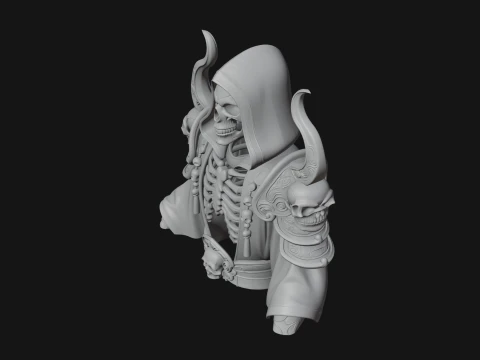 Hooded Skeleton Reaper Bust Statue Design 6 - 3D Print Model 3D Print Model