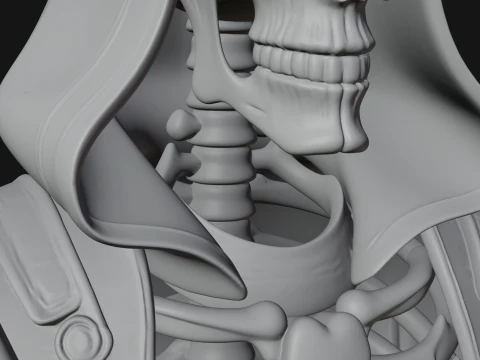 Hooded Skeleton Reaper Bust Statue Design 6 - 3D Print Model 3D Print Model