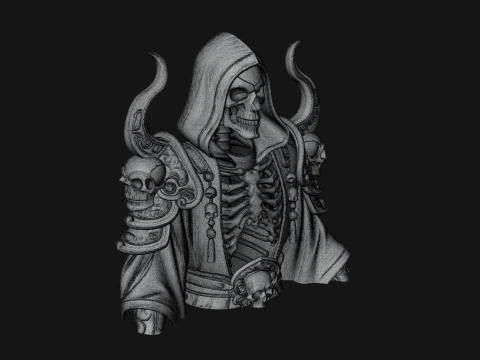 Hooded Skeleton Reaper Bust Statue Design 6 - 3D Print Model 3D Print Model