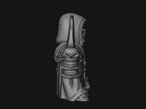 Hooded Skeleton Reaper Bust Statue Design 6 - 3D Print Model 3D Print Model