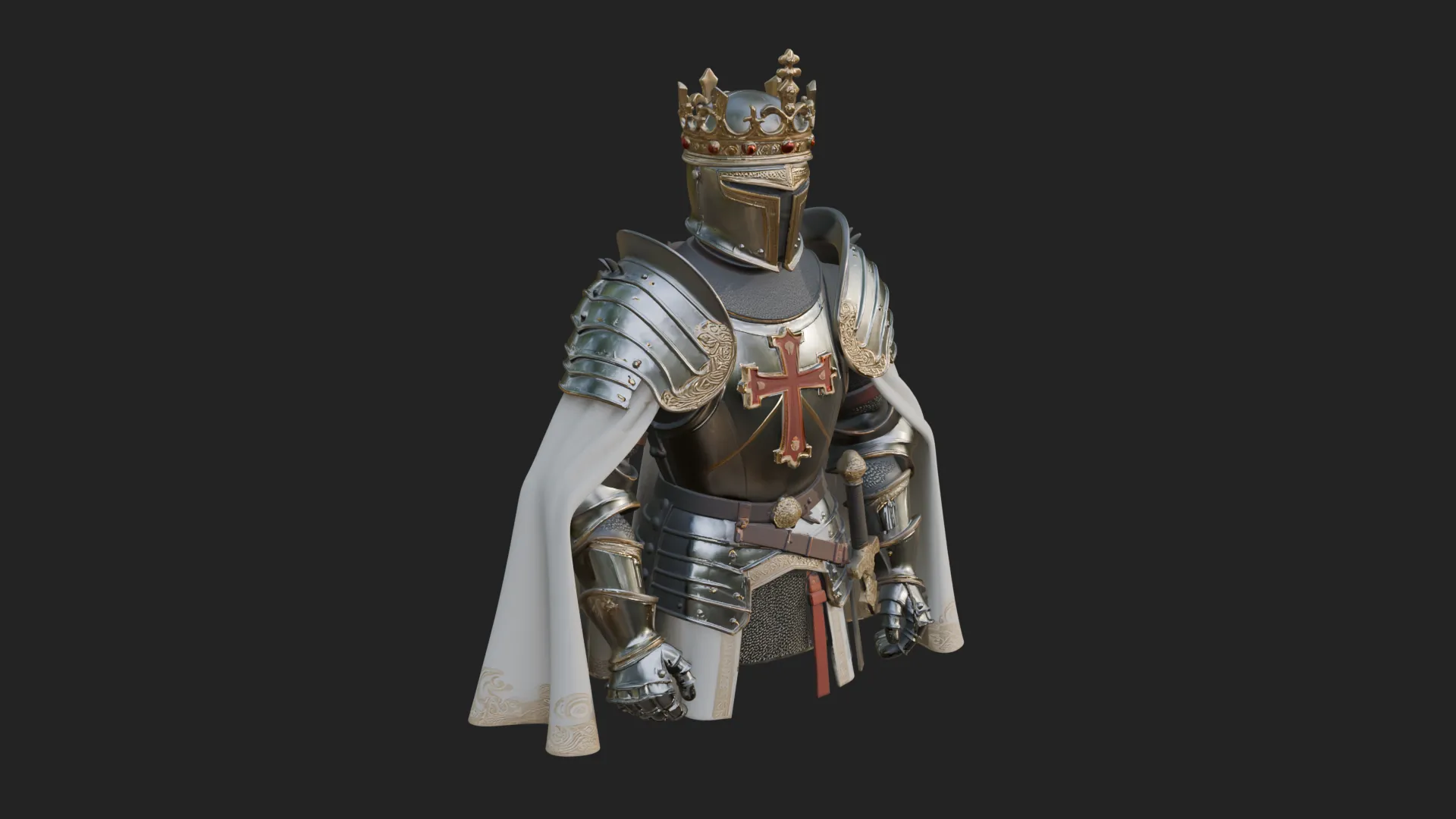 Crusader Knight Bust Statue Design 2 - 3D Print Model 3D Print Model .c4d .max .obj .3ds .fbx .stl .blend