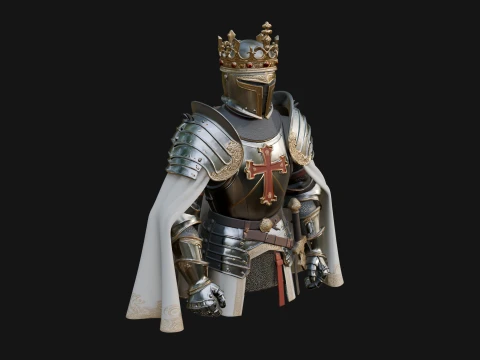 Crusader Knight Bust Statue Design 2 - 3D Print Model 3D printmodel