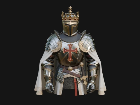 Crusader Knight Bust Statue Design 2 - 3D Print Model 3D Print Model