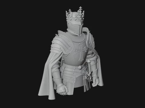 Crusader Knight Bust Statue Design 2 - 3D Print Model 3D Print Model