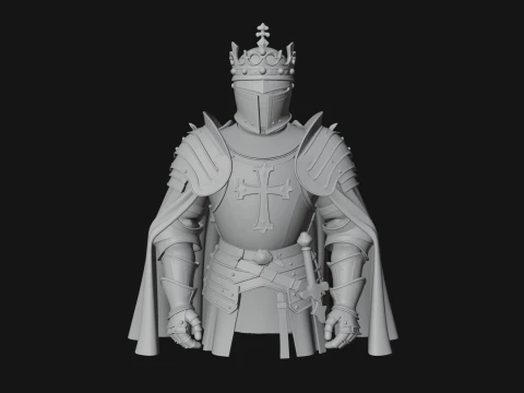 Crusader Knight Bust Statue Design 2 - 3D Print Model 3D Print Model