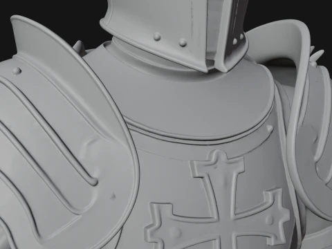 Crusader Knight Bust Statue Design 2 - 3D Print Model 3D Print Model