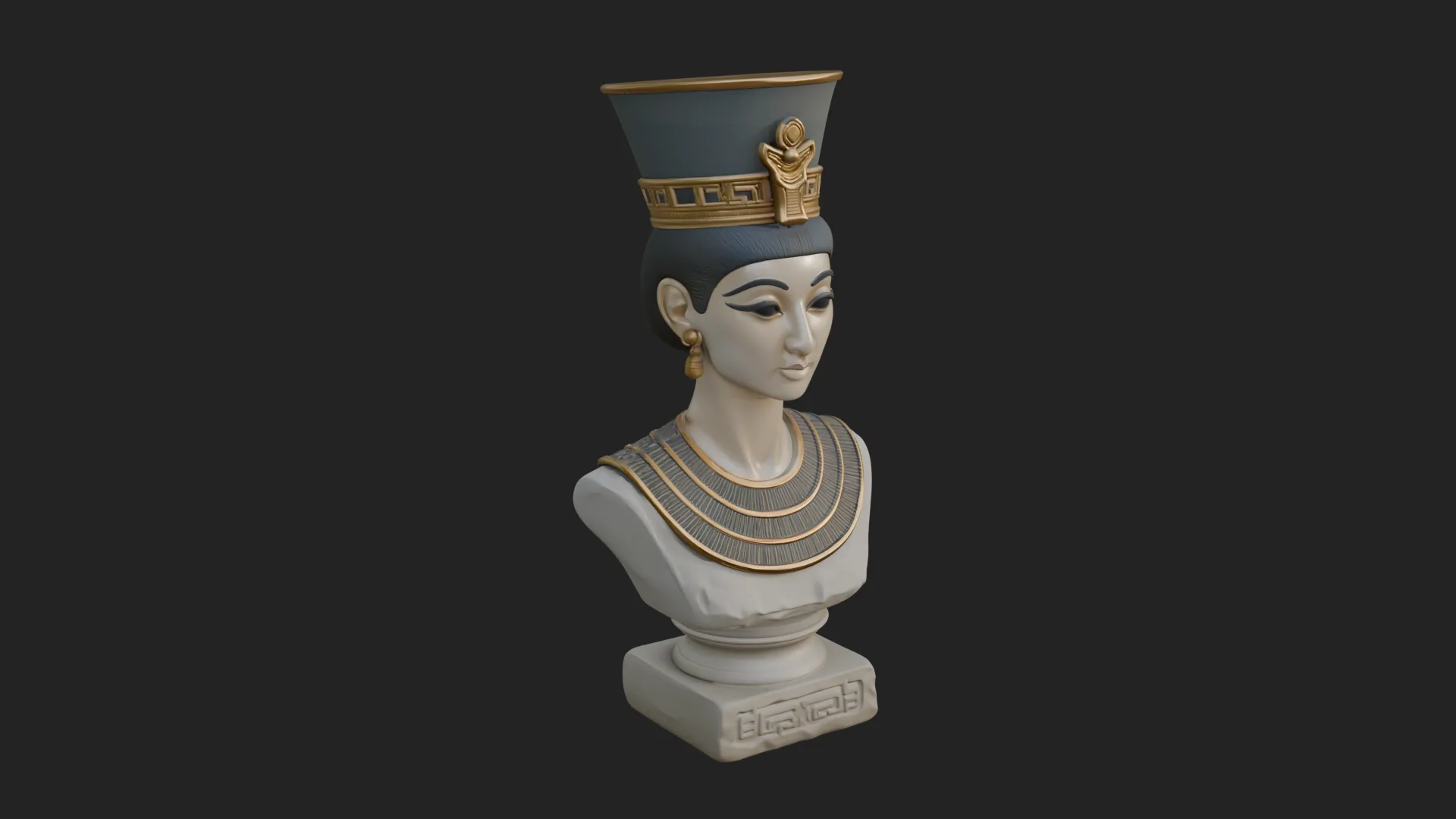 Egyptian Queen Bust Statue Design 3 - 3D Print Model 3D Print Model .c4d .max .obj .3ds .fbx .stl .blend 
