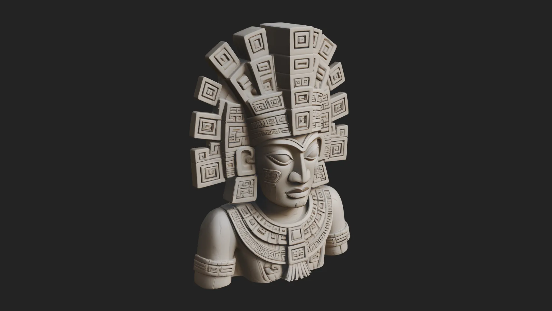 Aztec Warrior Bust Statue Design 1 - 3D Print Model 3D Print Model .c4d .max .obj .3ds .fbx .stl .blend 