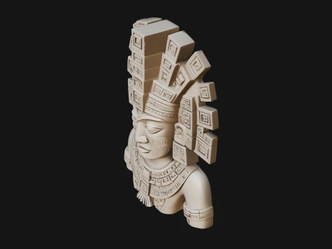 Aztec Warrior Bust Statue Design 1 - 3D Print Model 3D Print Model