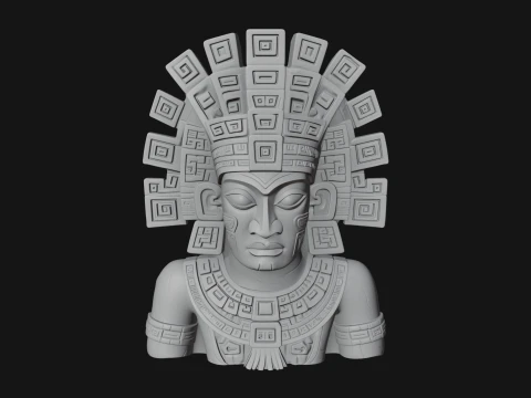 Aztec Warrior Bust Statue Design 1 - 3D Print Model 3D Print Model