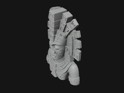 Aztec Warrior Bust Statue Design 1 - 3D Print Model 3D Print Model