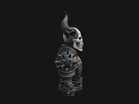 Horned Skull Skeleton Bust Statue Design 1 - 3D Print Model 3D Print Model