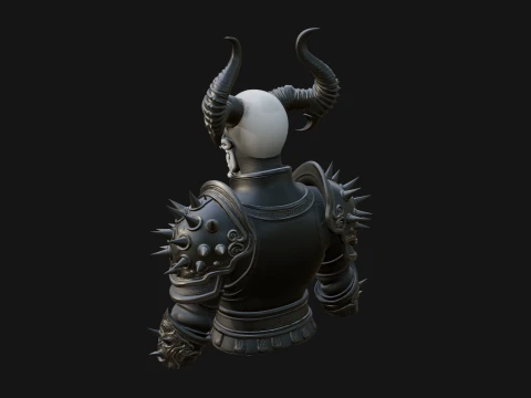 Horned Skull Skeleton Bust Statue Design 1 - 3D Print Model 3D Print Model