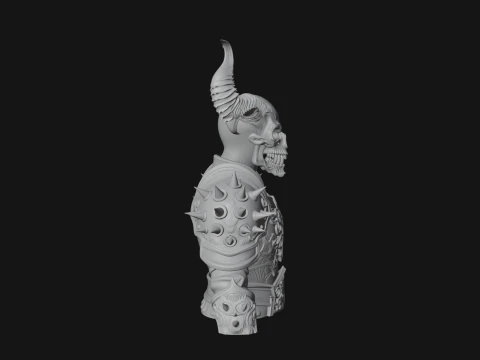 Horned Skull Skeleton Bust Statue Design 1 - 3D Print Model 3D Print Model