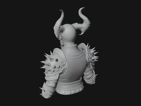 Horned Skull Skeleton Bust Statue Design 1 - 3D Print Model 3D Print Model