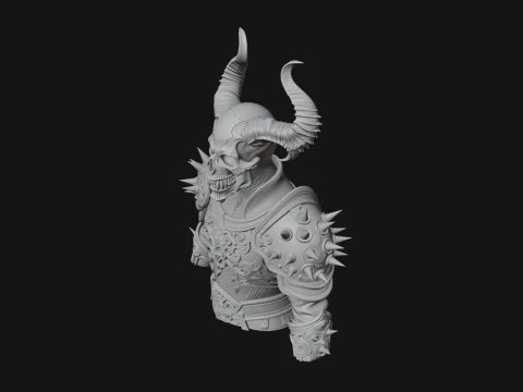Horned Skull Skeleton Bust Statue Design 1 - 3D Print Model 3D Print Model