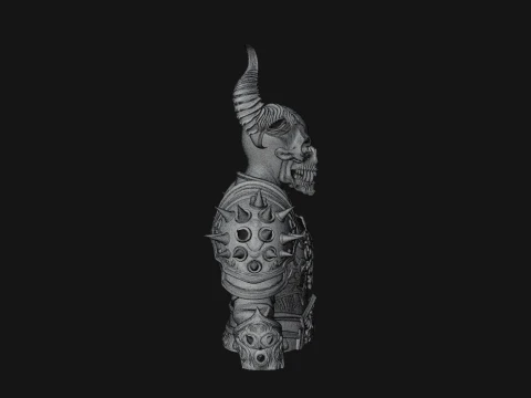 Horned Skull Skeleton Bust Statue Design 1 - 3D Print Model 3D Print Model