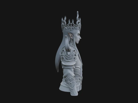 Horned Elf Lord Bust Statue Design 3 - 3D Print Model 3D Print Model
