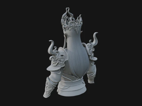 Horned Elf Lord Bust Statue Design 3 - 3D Print Model 3D Print Model