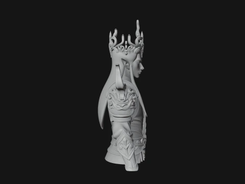 Horned Elf Lord Bust Statue Design 3 - 3D Print Model 3D Print Model