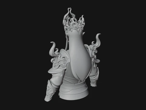 Horned Elf Lord Bust Statue Design 3 - 3D Print Model 3D Print Model