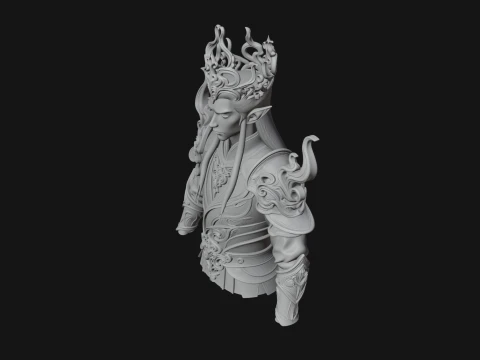 Horned Elf Lord Bust Statue Design 3 - 3D Print Model 3D Print Model