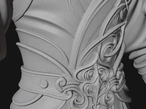 Horned Elf Lord Bust Statue Design 3 - 3D Print Model 3D Print Model