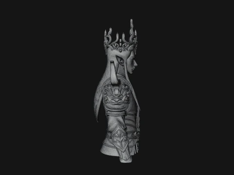 Horned Elf Lord Bust Statue Design 3 - 3D Print Model 3D Print Model