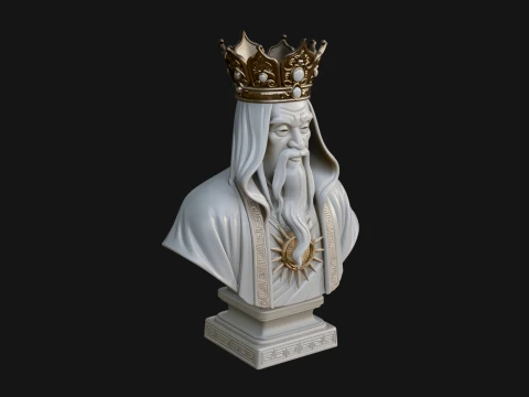 Crowned Hooded Sage Bust Statue Design 3 - 3D Print Model 3D Print Model