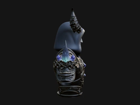 Hooded Crystal Sorcerer Bust Statue Design 5 - 3D Print Model 3D Print Model
