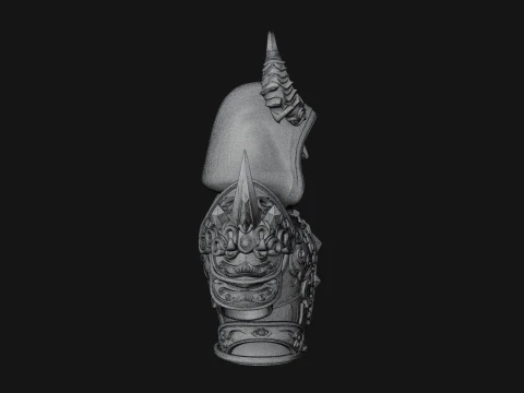 Hooded Crystal Sorcerer Bust Statue Design 5 - 3D Print Model 3D Print Model