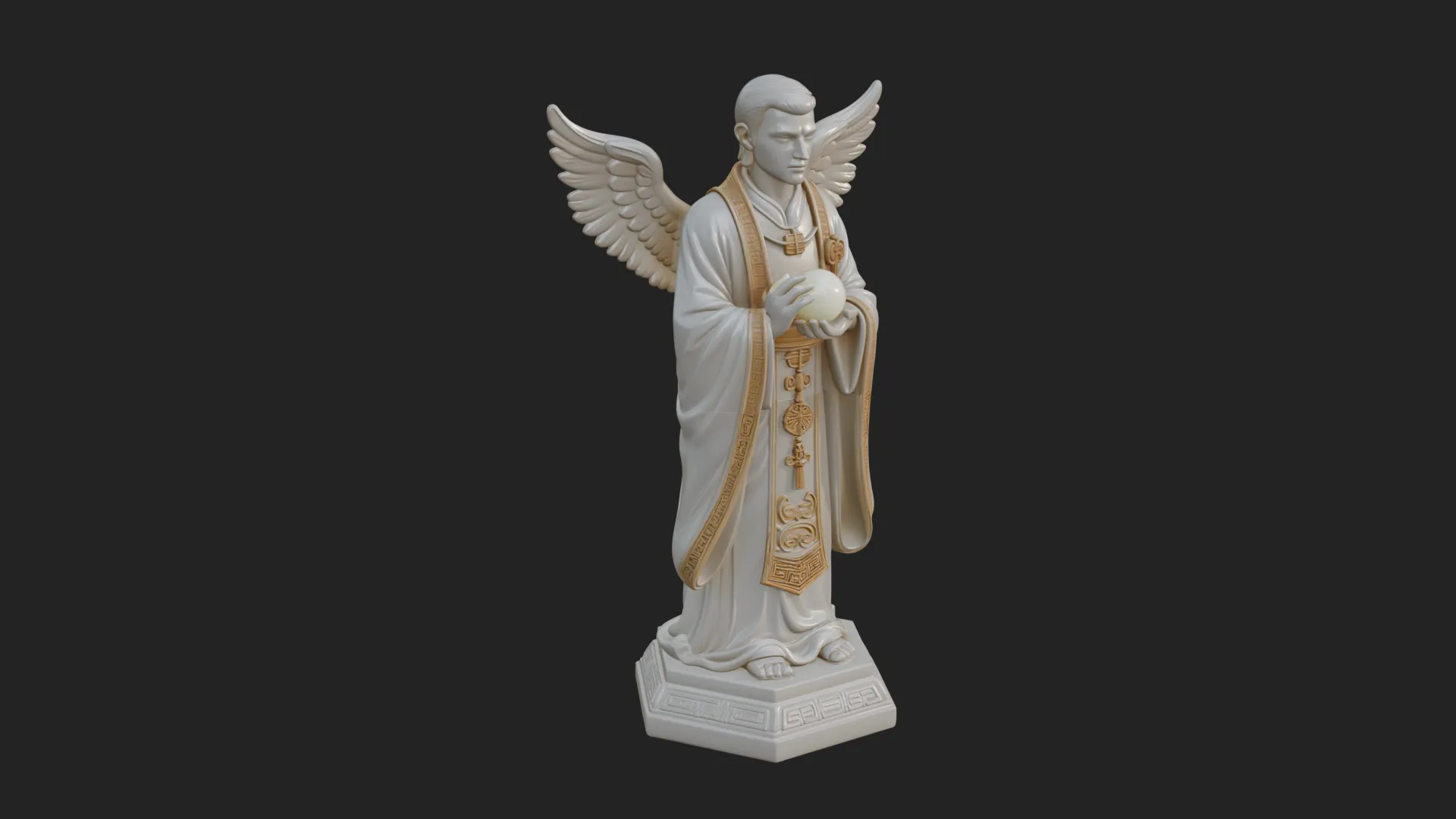 Winged Priest Statue Design 2 - 3D Print Model 3D Print Model .c4d .max .obj .3ds .fbx .stl .blend 