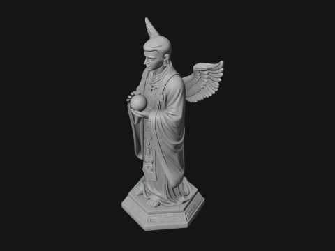 Winged Priest Statue Design 2 - 3D Print Model 3D Print Model