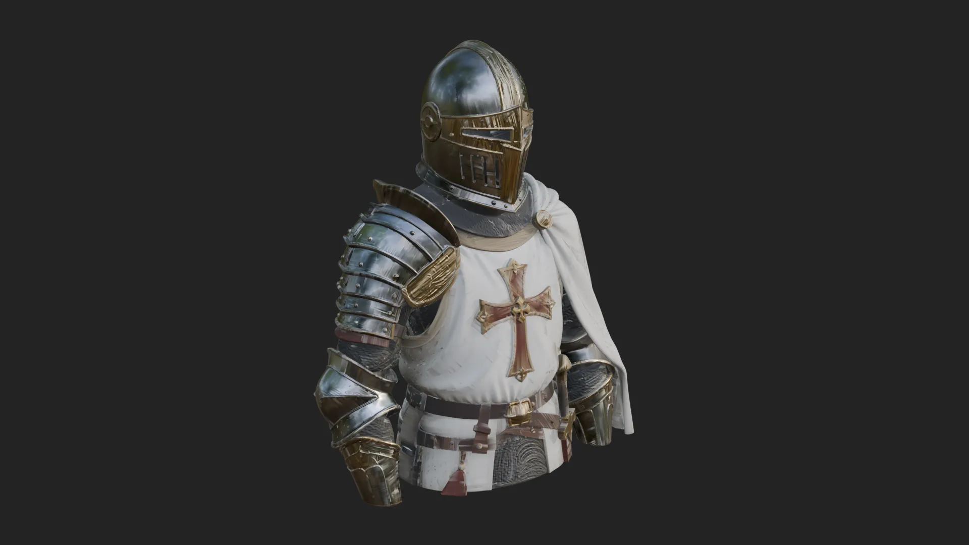 Crusader Knight Bust Statue Design 3 - 3D Print Model 3D Print Model .c4d .max .obj .3ds .fbx .stl .blend