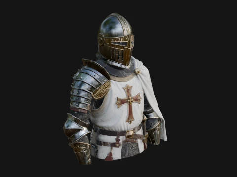 Crusader Knight Bust Statue Design 3 - 3D Print Model 3D Print Model