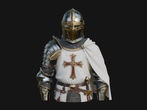 Crusader Knight Bust Statue Design 3 - 3D Print Model 3D Print Model