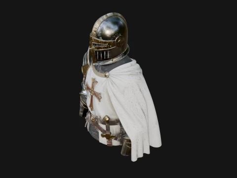Crusader Knight Bust Statue Design 3 - 3D Print Model 3D Print Model
