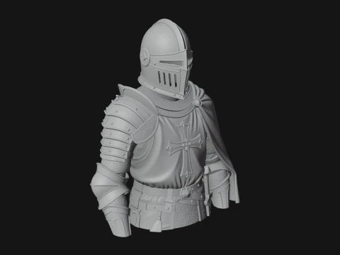 Crusader Knight Bust Statue Design 3 - 3D Print Model 3D Print Model