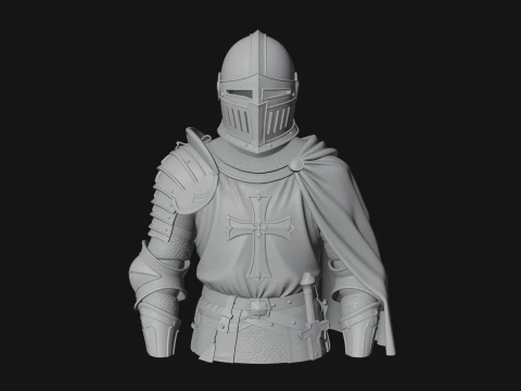Crusader Knight Bust Statue Design 3 - 3D Print Model 3D Print Model