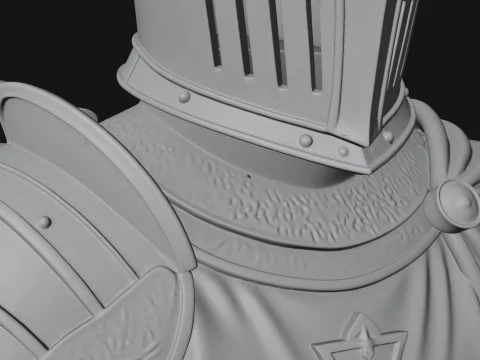 Crusader Knight Bust Statue Design 3 - 3D Print Model 3D Print Model