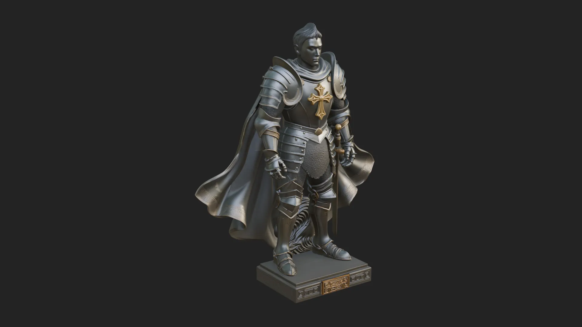 Holy Knight Statue Design 3 - 3D Print Model 3D Print Model .c4d .max .obj .3ds .fbx .stl .blend 