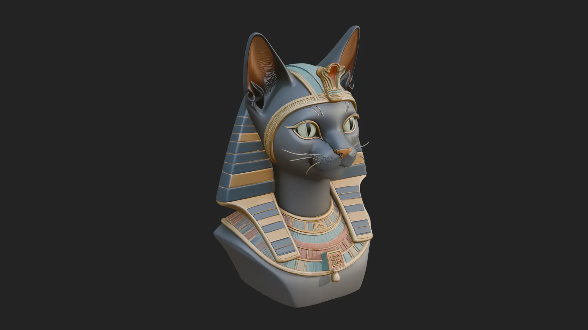 Bastet Cat Goddess Bust Statue Design 1 - 3D Print Model 3D Print Model .c4d .max .obj .3ds .fbx .stl .blend 