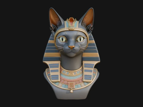 Bastet Cat Goddess Bust Statue Design 1 - 3D Print Model 3D Print Model