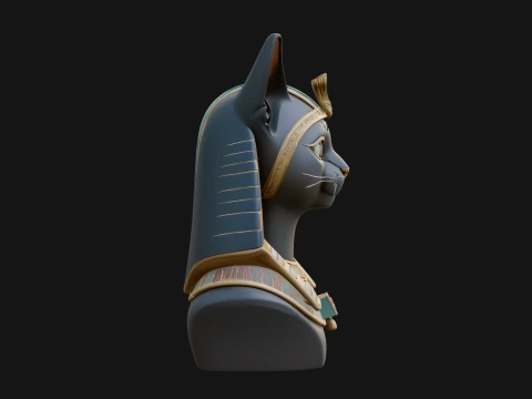 Bastet Cat Goddess Bust Statue Design 1 - 3D Print Model 3D Print Model